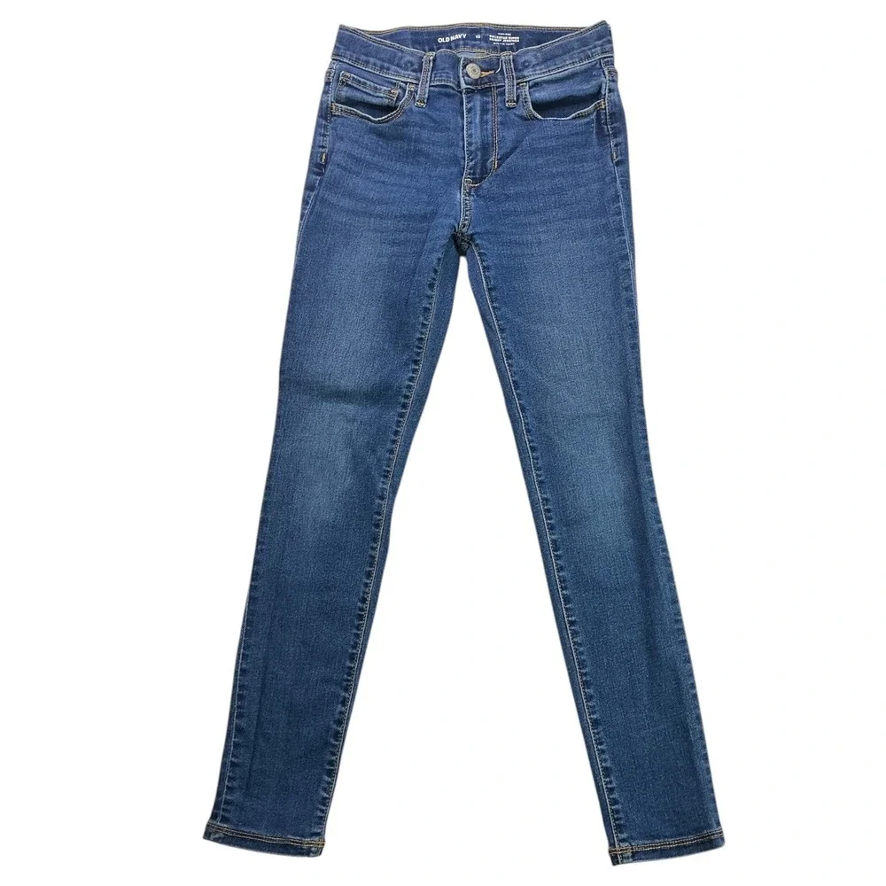 Old Navy Blue Rockstar Super Skinny Jeggings Kids Sz 10 High Rise Built-In Tough
